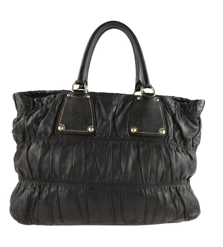 Prada Galleria Gauffre Black Leather Tote