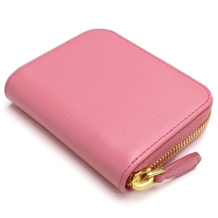Prada Geranio Pink Vitello Move Leather Gold Zip Coin Wallet 1MM268