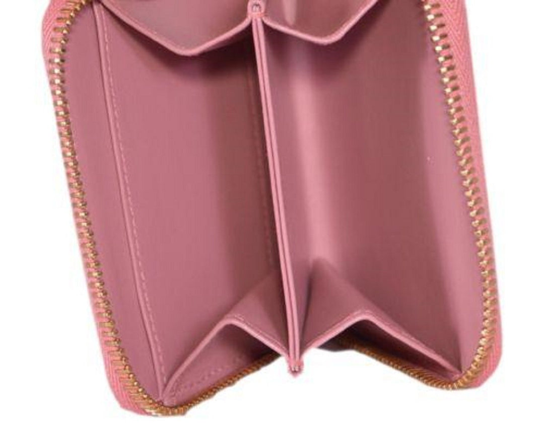 Prada Geranio Pink Vitello Move Leather Gold Zip Coin Wallet 1MM268