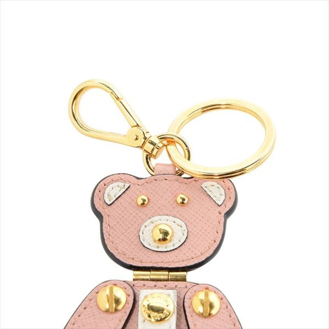 Prada Saffiano Bear Orchidea Pink Leather Keychain 1TL177