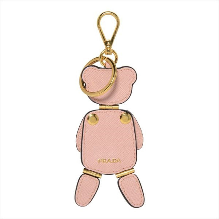 Prada Saffiano Bear Orchidea Pink Leather Keychain 1TL177