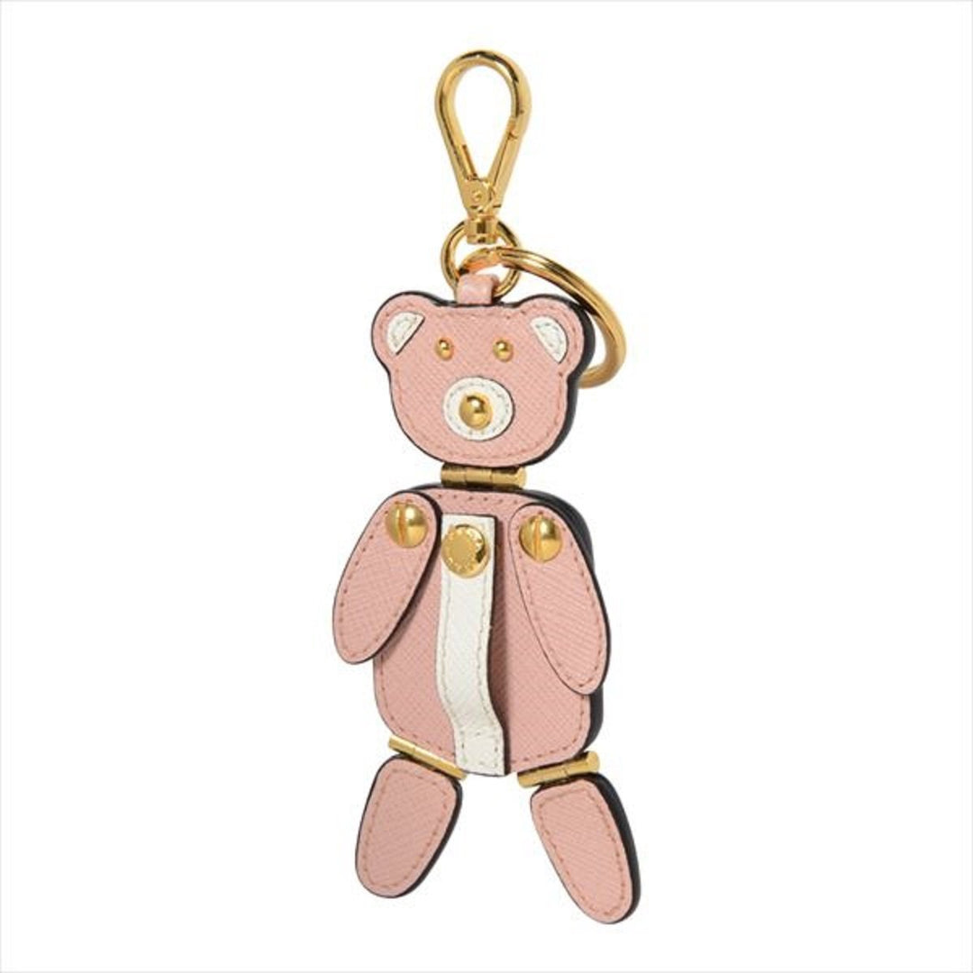 Prada Saffiano Bear Orchidea Pink Leather Keychain 1TL177