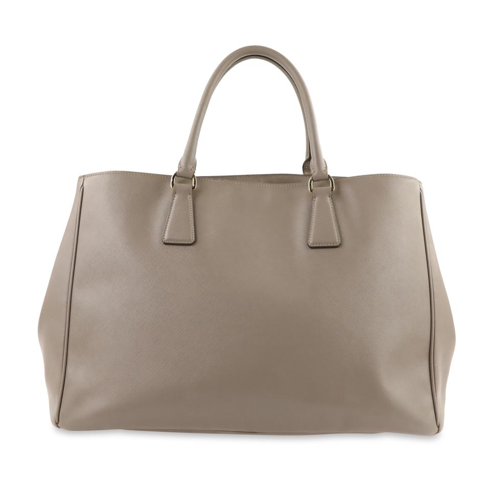 Prada Lux Large Grey Saffiano Leather Tote
