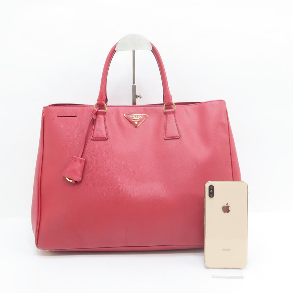 Prada Lux Large Saffiano Red Calfskin Leather Tote