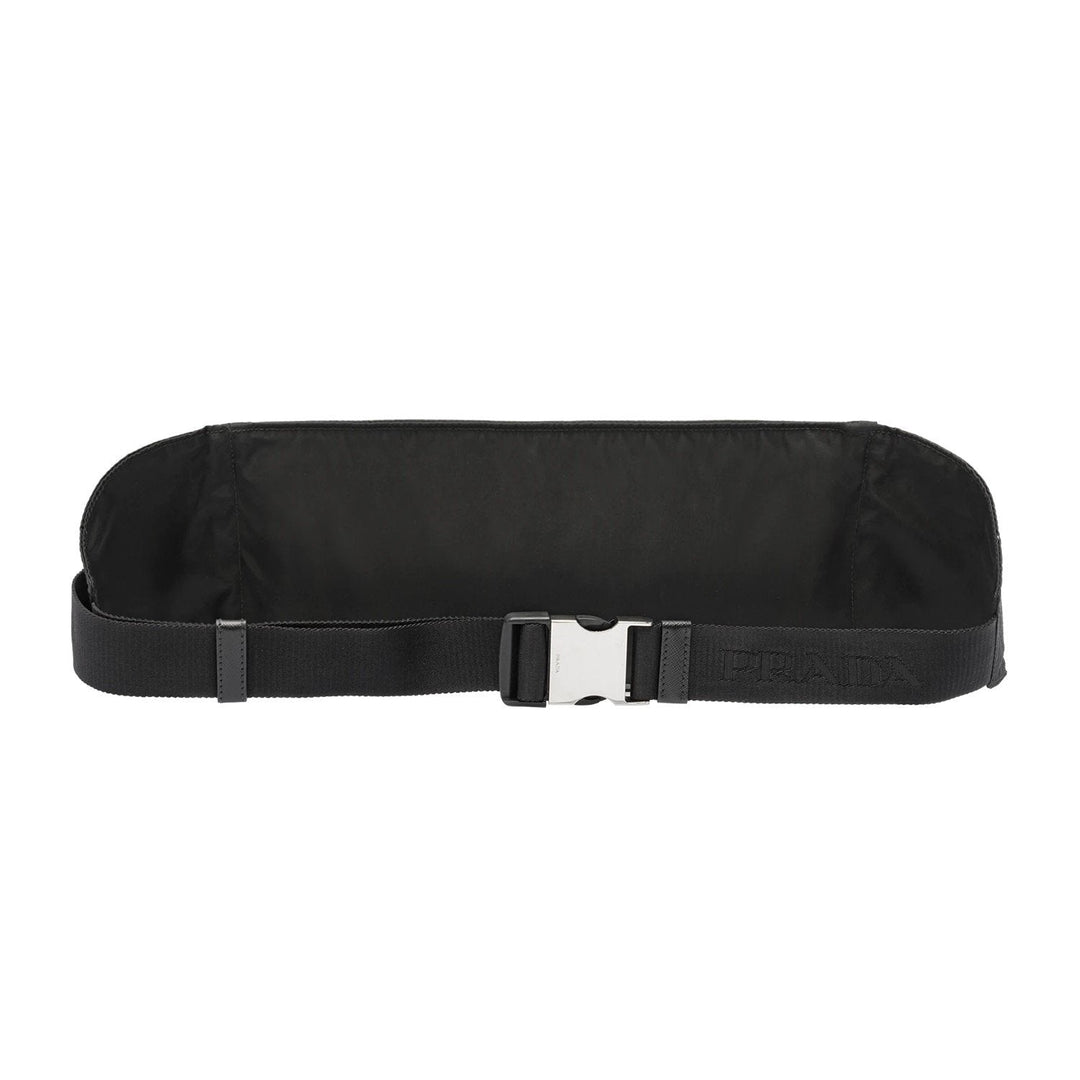 Prada Marsupio Black Nylon Saffiano Trim Triangle Logo Belt Bag 2VL132