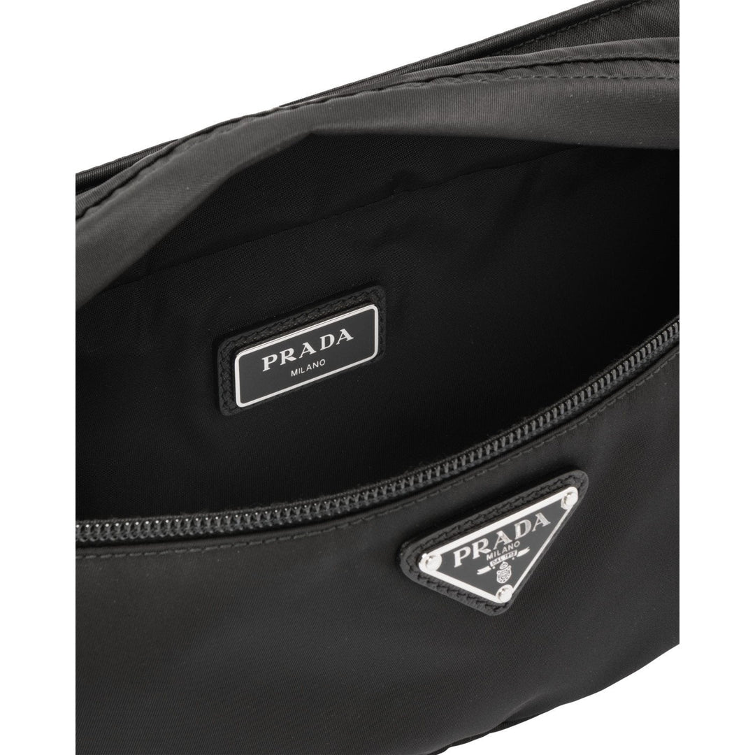 Prada Marsupio Black Nylon Saffiano Trim Triangle Logo Belt Bag 2VL132