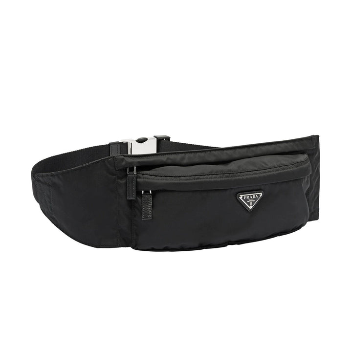 Prada Marsupio Black Nylon Saffiano Trim Triangle Logo Belt Bag 2VL132
