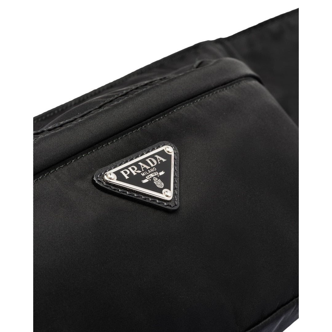 Prada Marsupio Black Nylon Saffiano Trim Triangle Logo Belt Bag 2VL132
