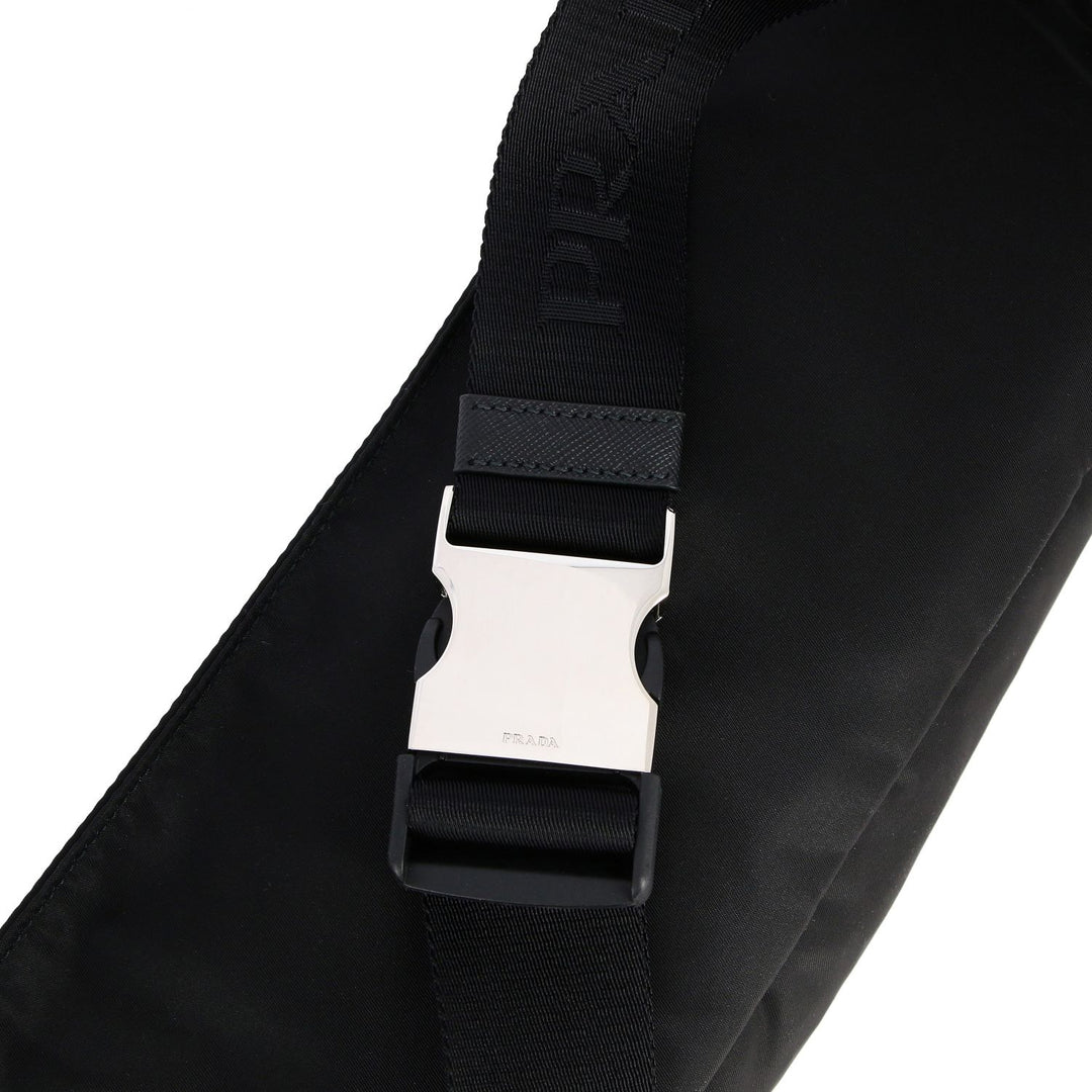 Prada Marsupio Black Nylon Saffiano Trim Triangle Logo Belt Bag 2VL132