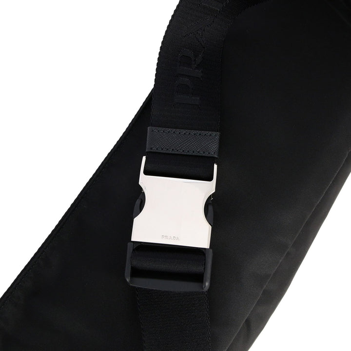Prada Marsupio Black Nylon Saffiano Trim Triangle Logo Belt Bag 2VL132