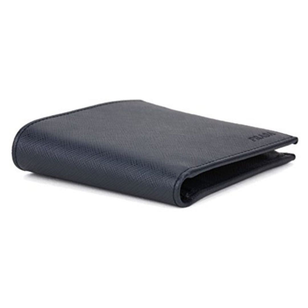 Prada Men's Baltico Blue Saffiano Leather Logo Billfold Bifold Wallet 2MO738