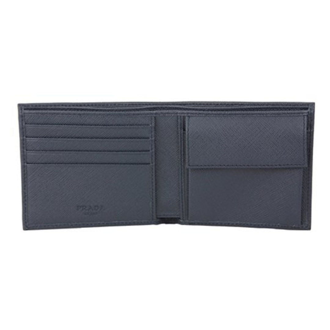 Prada Men's Baltico Blue Saffiano Leather Logo Billfold Bifold Wallet 2MO738
