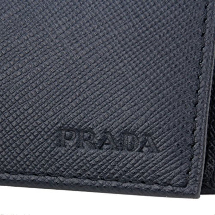 Prada Men's Baltico Blue Saffiano Leather Logo Billfold Bifold Wallet 2MO738
