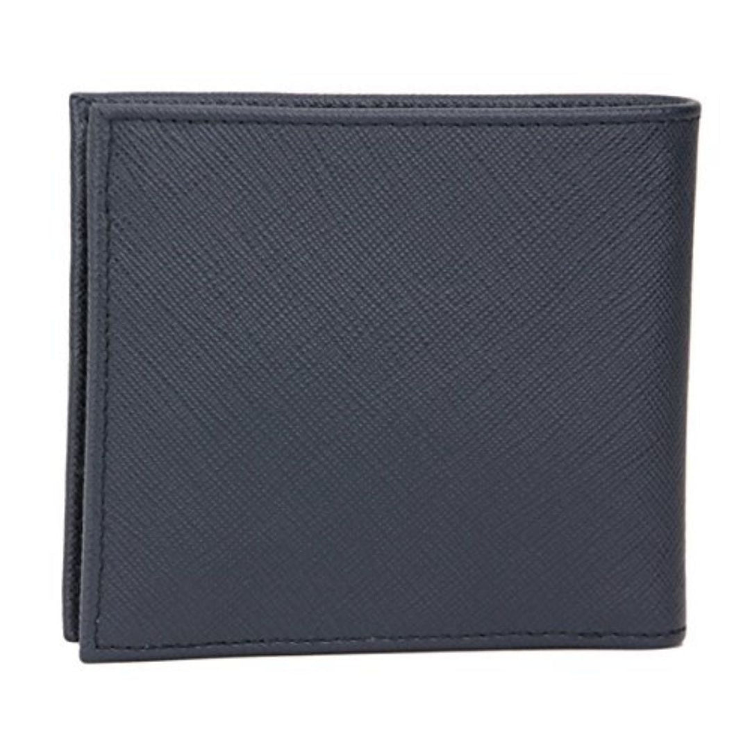 Prada Men's Baltico Blue Saffiano Leather Logo Billfold Bifold Wallet 2MO738