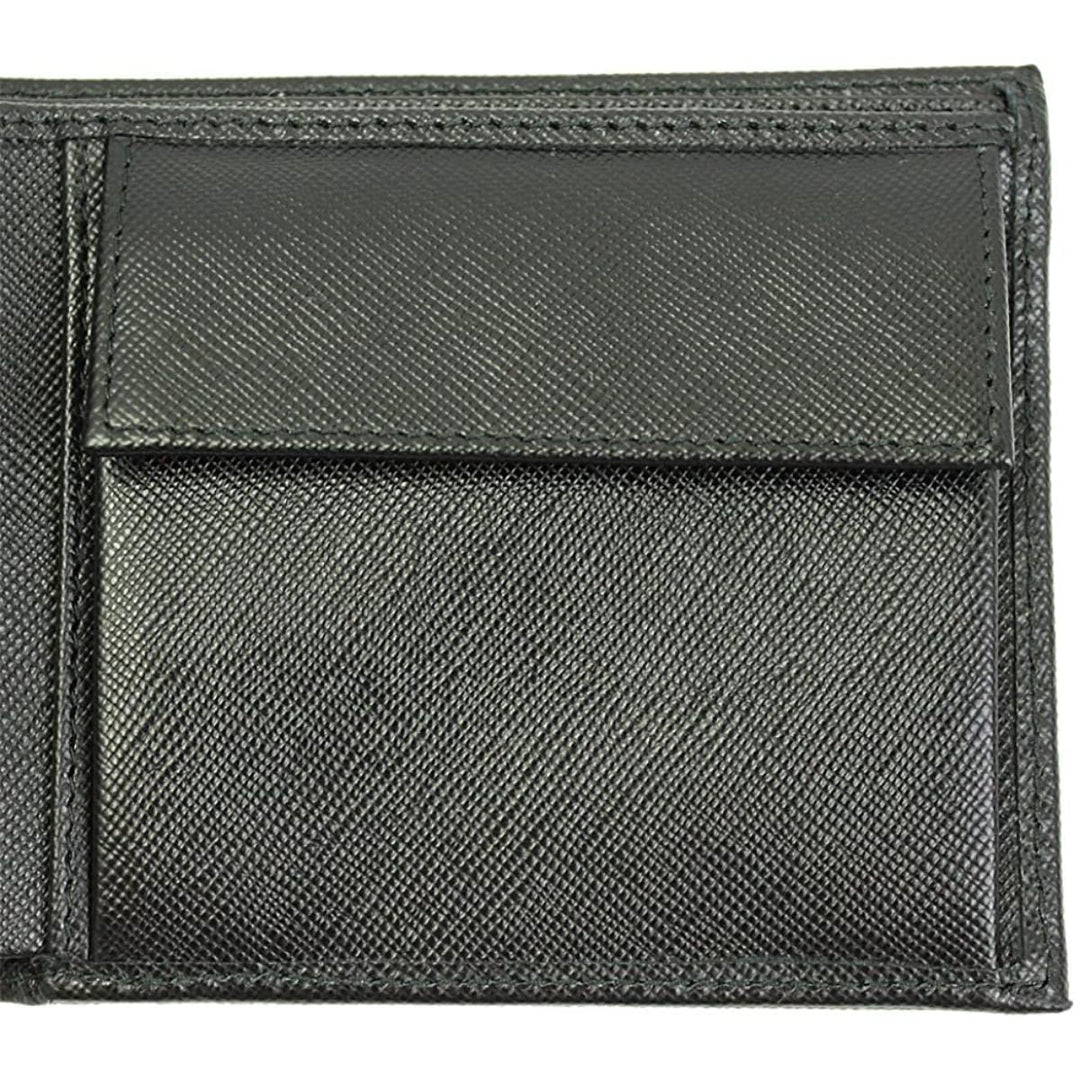 Prada Men's Black Saffiano Leather Logo Billfold Bifold Wallet 2MO738