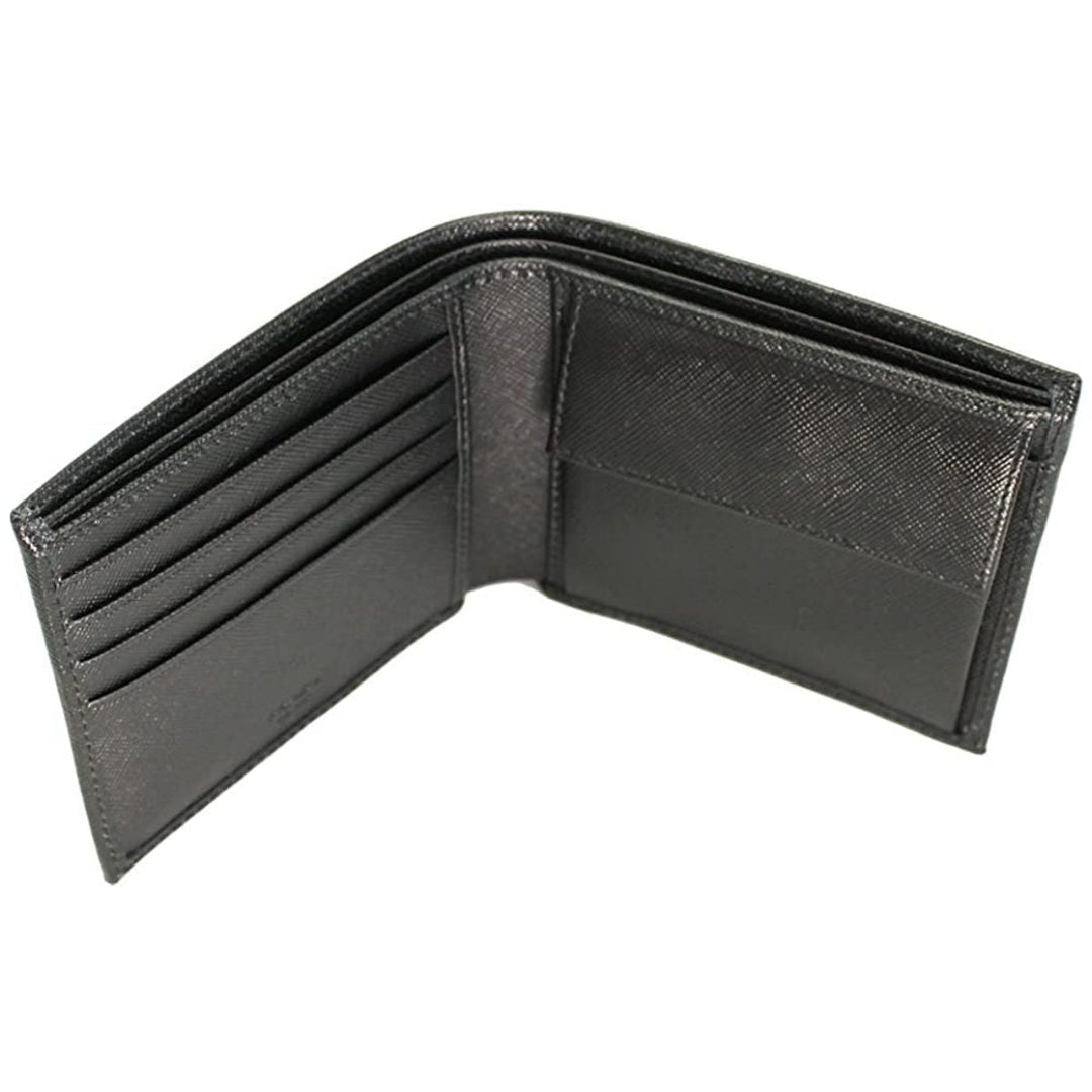 Prada Men's Black Saffiano Leather Logo Billfold Bifold Wallet 2MO738