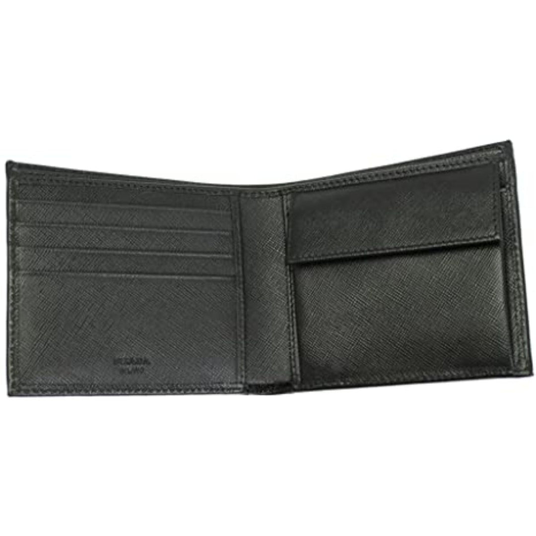 Prada Men's Black Saffiano Leather Logo Billfold Bifold Wallet 2MO738