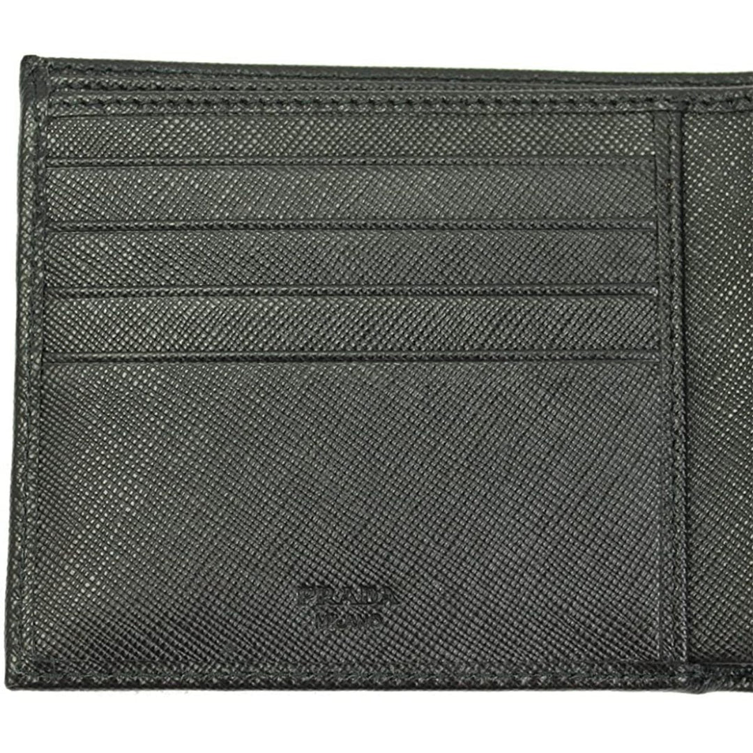 Prada Men's Black Saffiano Leather Logo Billfold Bifold Wallet 2MO738
