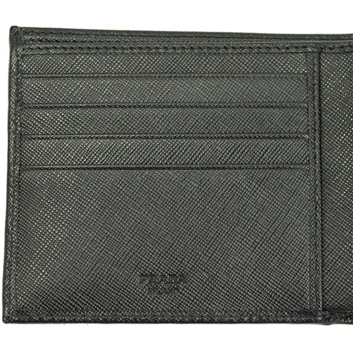 Prada Men's Black Saffiano Leather Logo Billfold Bifold Wallet 2MO738