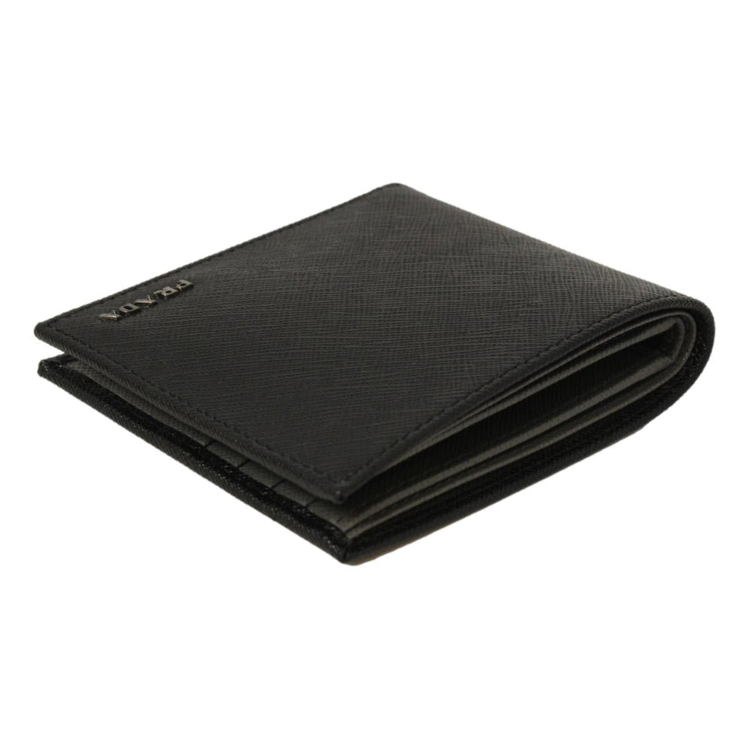 Prada Nero Black Grey Saffiano Cuir Leather Billfold Wallet 2M0513