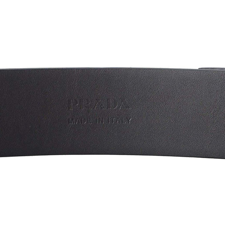 Prada Grey Saffiano Leather Engraved Oval Plaque Buckle Size: 105/42 Belt 2CM046