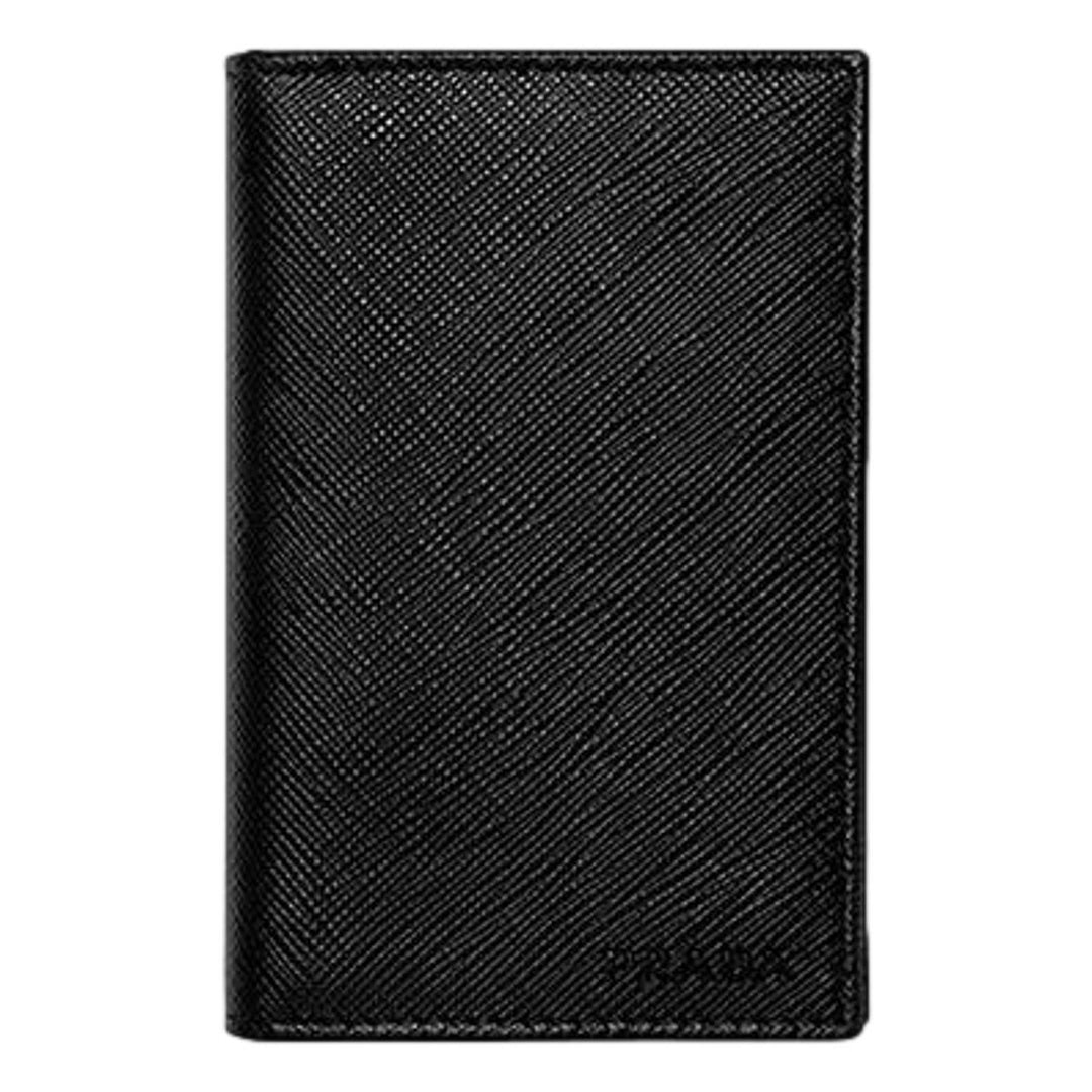 Prada Men's Saffiano Leather Vertical Card Black Holder 2MC101