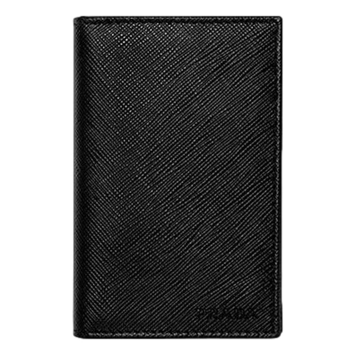 Prada Men's Saffiano Leather Vertical Card Black Holder 2MC101