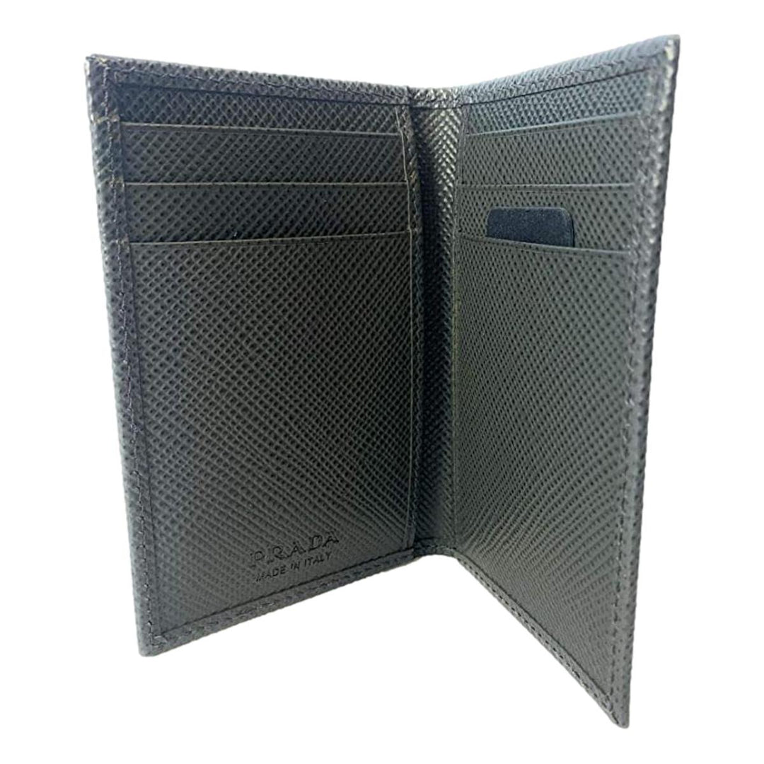 Prada Men's Saffiano Leather Vertical Card Black Holder 2MC101