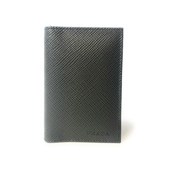 Prada Men's Saffiano Leather Vertical Card Black Holder 2MC101