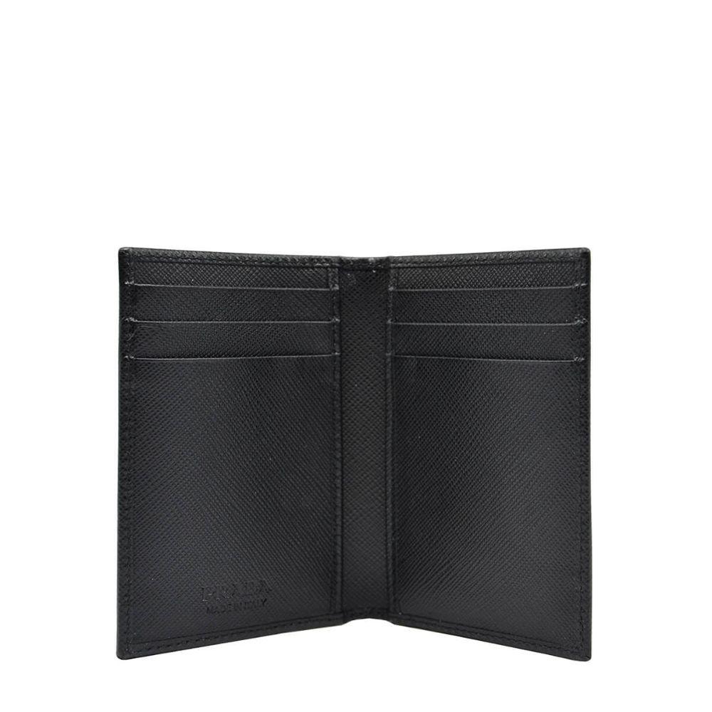 Prada Men's Saffiano Leather Vertical Card Black Holder 2MC101