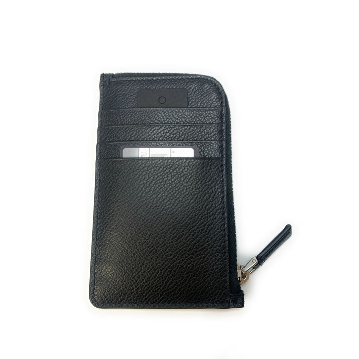 Prada Men's Vitello Micro Grain Black Leather Zipper Card Case Wallet 2MC021