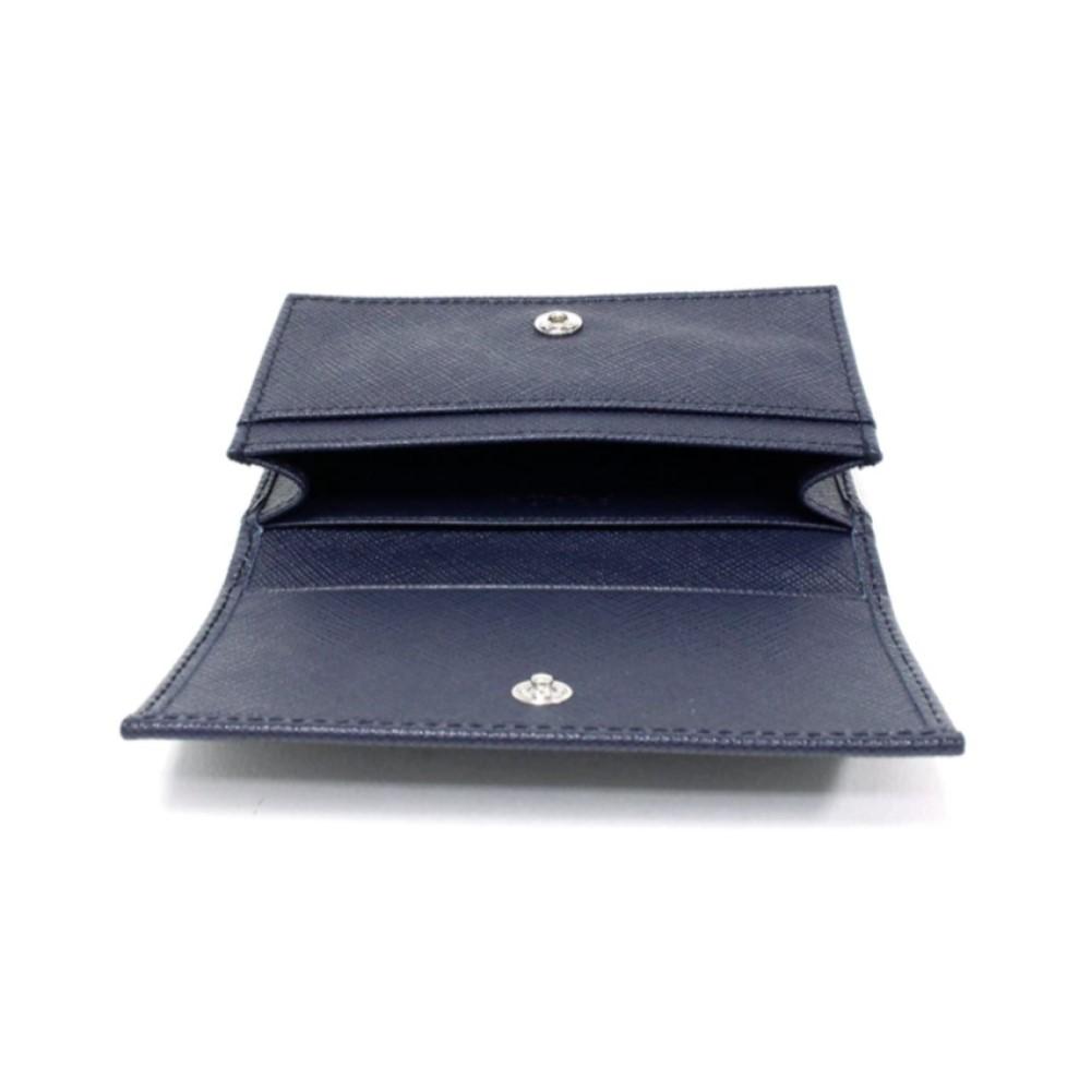 Prada Mens Saffiano Flap Card Holder Wallet Baltico Blue 2MC122