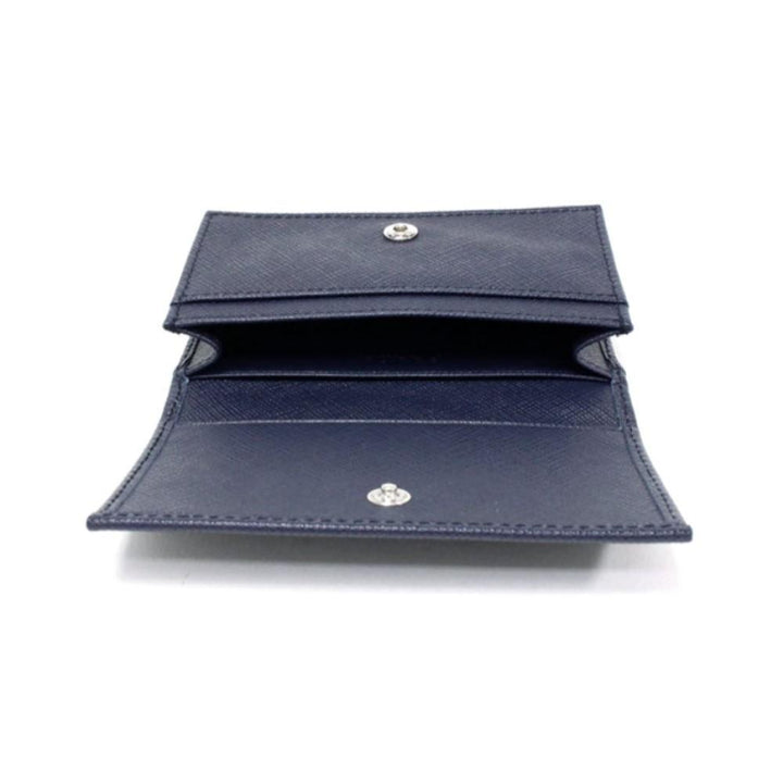 Prada Mens Saffiano Flap Card Holder Wallet Baltico Blue 2MC122