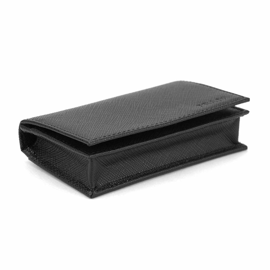 Prada Mens Saffiano Flap Card Holder Wallet Black 2MC122