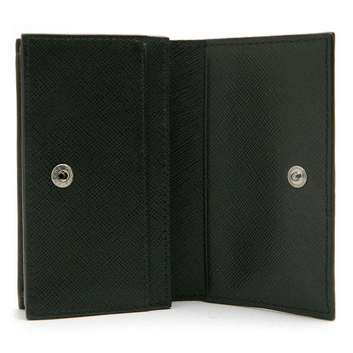 Prada Mens Saffiano Flap Card Holder Wallet Black 2MC122