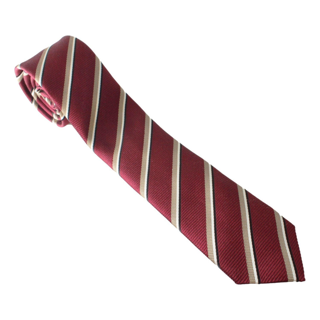 Prada Mens Silk Tie Bordeaux Red Striped Pattern UCR75
