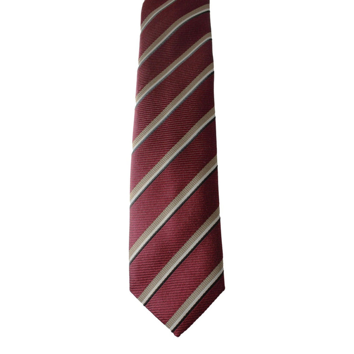 Prada Mens Silk Tie Bordeaux Red Striped Pattern UCR75