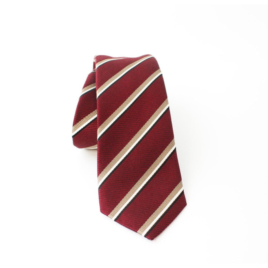Prada Mens Silk Tie Bordeaux Red Striped Pattern UCR75