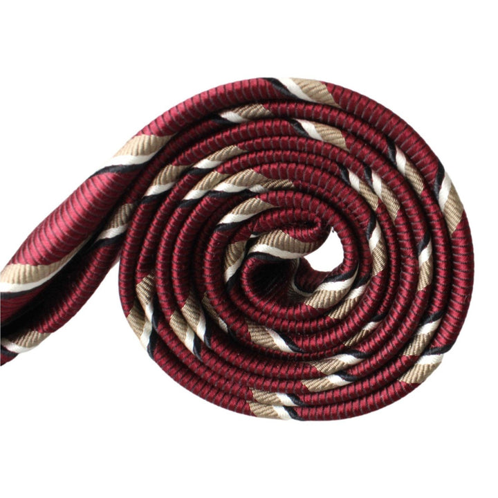 Prada Mens Silk Tie Bordeaux Red Striped Pattern UCR75