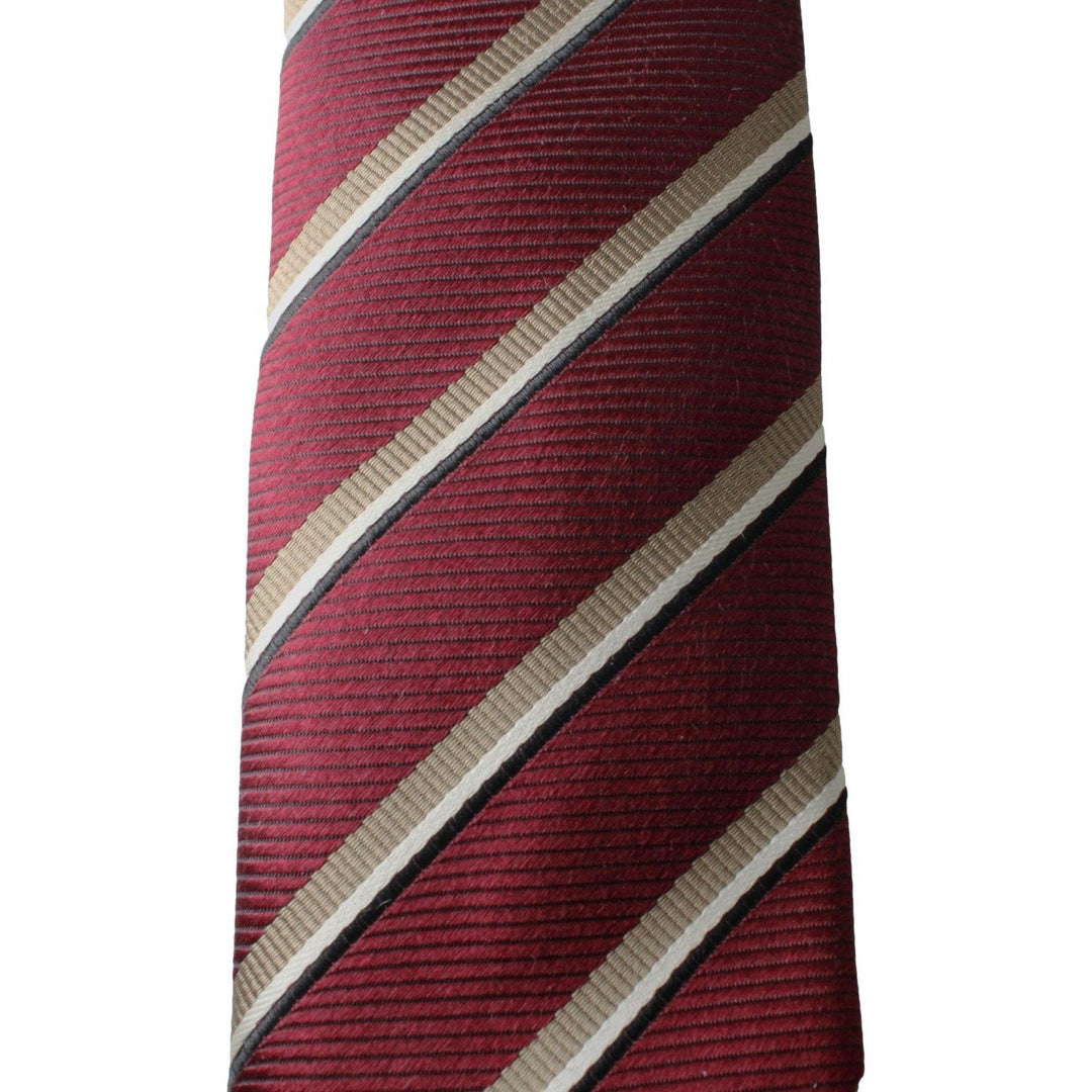 Prada Mens Silk Tie Bordeaux Red Striped Pattern UCR75