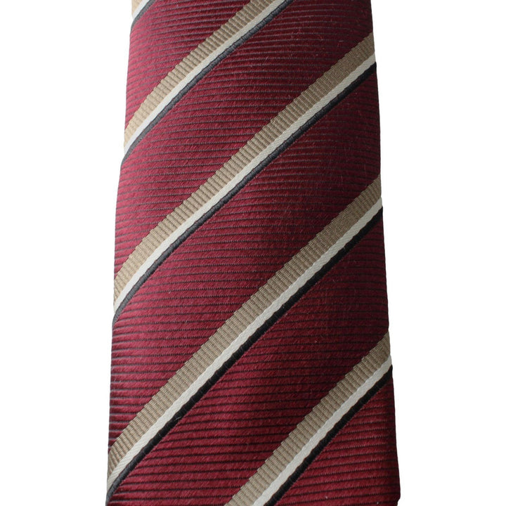 Prada Mens Silk Tie Bordeaux Red Striped Pattern UCR75