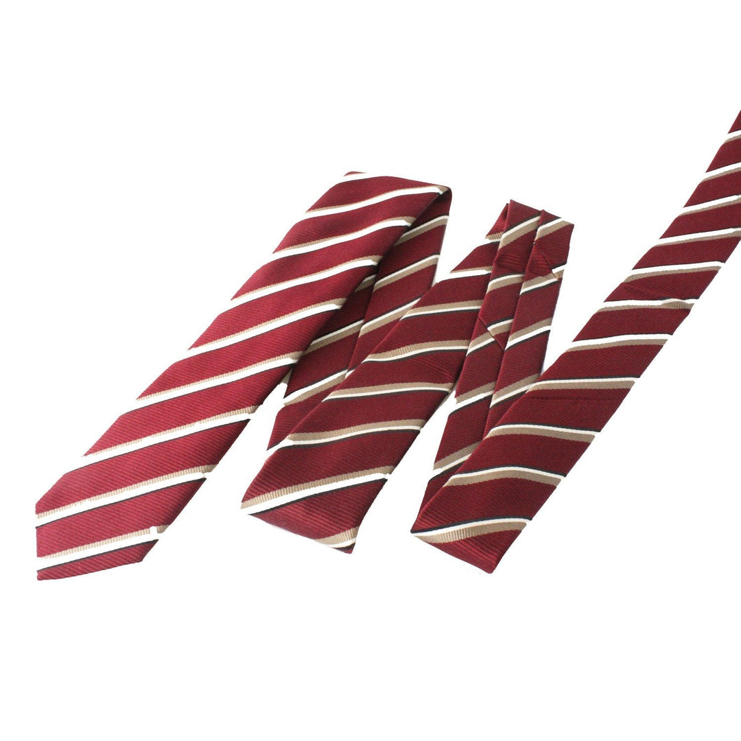 Prada Mens Silk Tie Bordeaux Red Striped Pattern UCR75