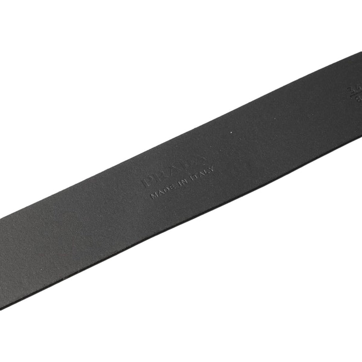 Prada Navy Blue Saffiano Leather Belt Brushed Silver Buckle 110/44 2CM046