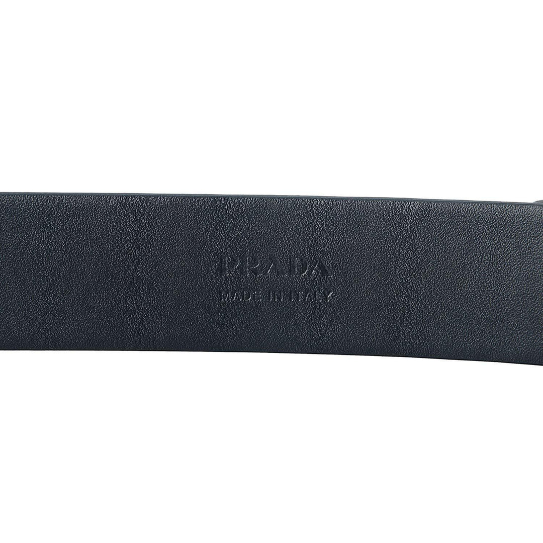 Prada Navy Blue Saffiano Leather Belt Silver Belt Buckle 2CM046 Size 100 / 40