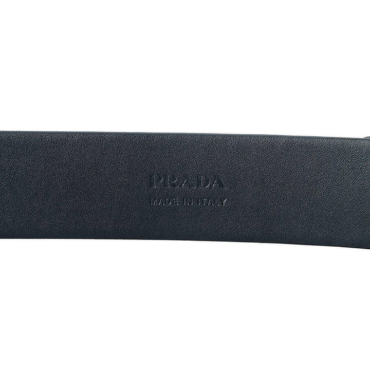 Prada Navy Blue Saffiano Leather Belt w Silver Belt Buckle 2CM046 Size 90 / 36