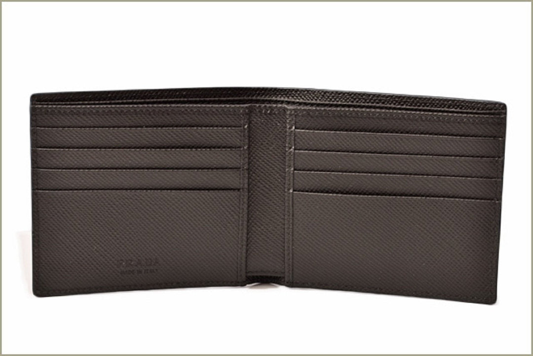 Prada Nero Black Saffiano Cuir Leather Billfold Bifold Wallet 2MO513