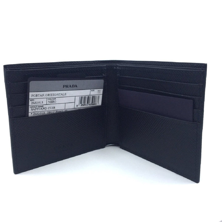 Prada Nero Black Saffiano Cuir Leather Billfold Bifold Wallet 2MO513