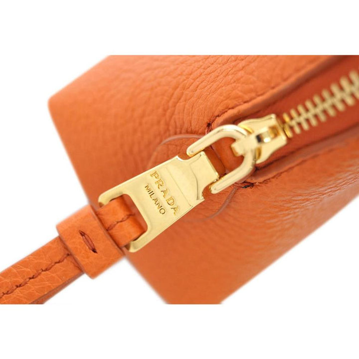 Prada Papaya Orange Vitello Daino Pouch Cosmetic Case 1ND005