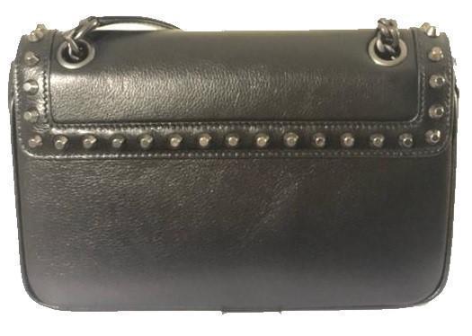 Prada Pattina Glace Calf Leather Nero Black Pattina Studded Bag 1BD147
