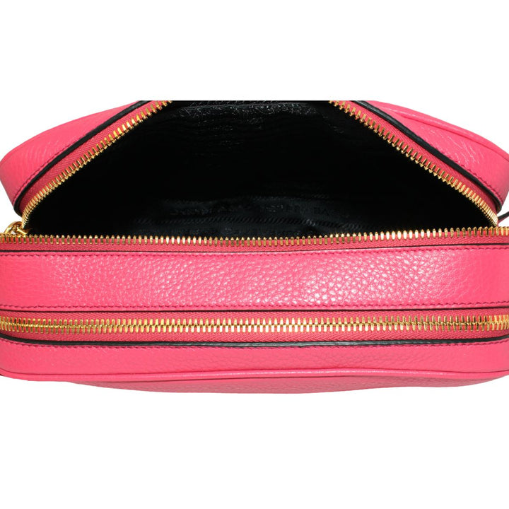 Prada Peonia Pink Vitello Phenix Leather Double Zip Crossbody 1BH079